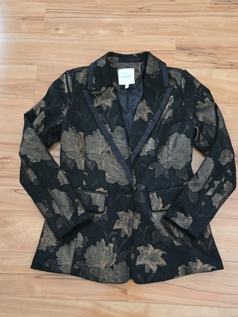 Avec Les Filles Metallic Floral Brocade Blazer Small - Picture 1 of 12